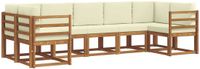 vidaXL - Hoek loungeset - 7 zitplaatsen - Acacia hout - Naturel en crème