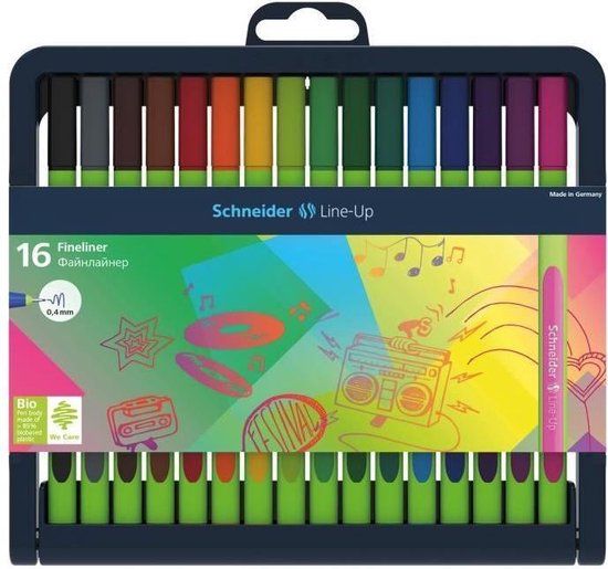 Schneider Line-Up Fineliners - 0.4mm - 16 Assorted Colors