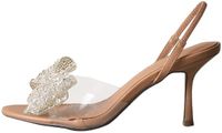 Next - Dames - Forever Comfort® vinyl hakken met ronde neus, hielbandje, strik en steentjes - Huidkleur