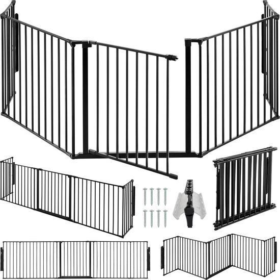 Tectake - Openhaardhek Agni - 5 elementen - stabiel en veilig - 403569