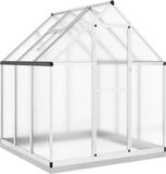 vidaXL Aluminium Tuinkas met basisframe - 169x169x202 cm - Zilverkleurig