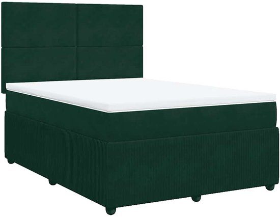 VidaXL Boxspring met matras fluweel donkergroen 160x200 cm