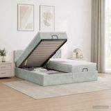 vidaXL Ottomaanse Bed met Matras en LED Lichtgrijs 200 x 200 cm