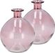 DK design Vase à fleurs modèle rond - 2x - verre de couleur claire - rose pâle - D13 x H15 cm