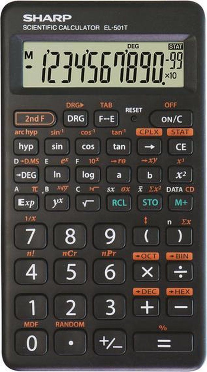Sharp SH-EL501TWH wetenschappelijke calculator - zwart