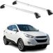 Aurilis Omac Barres De Toit Transversales Certifiées Tüv Pour Hyundai Ix35 2010-2015 – Verrouillables (4 Antivols) – Charge Max 100 Kg – Sangle Inox + Protection Caoutchouc Argent