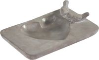 Mega Collections Vogelbad/voederschaal - hart - grijs - cement - 30 x 18 x 3 cm