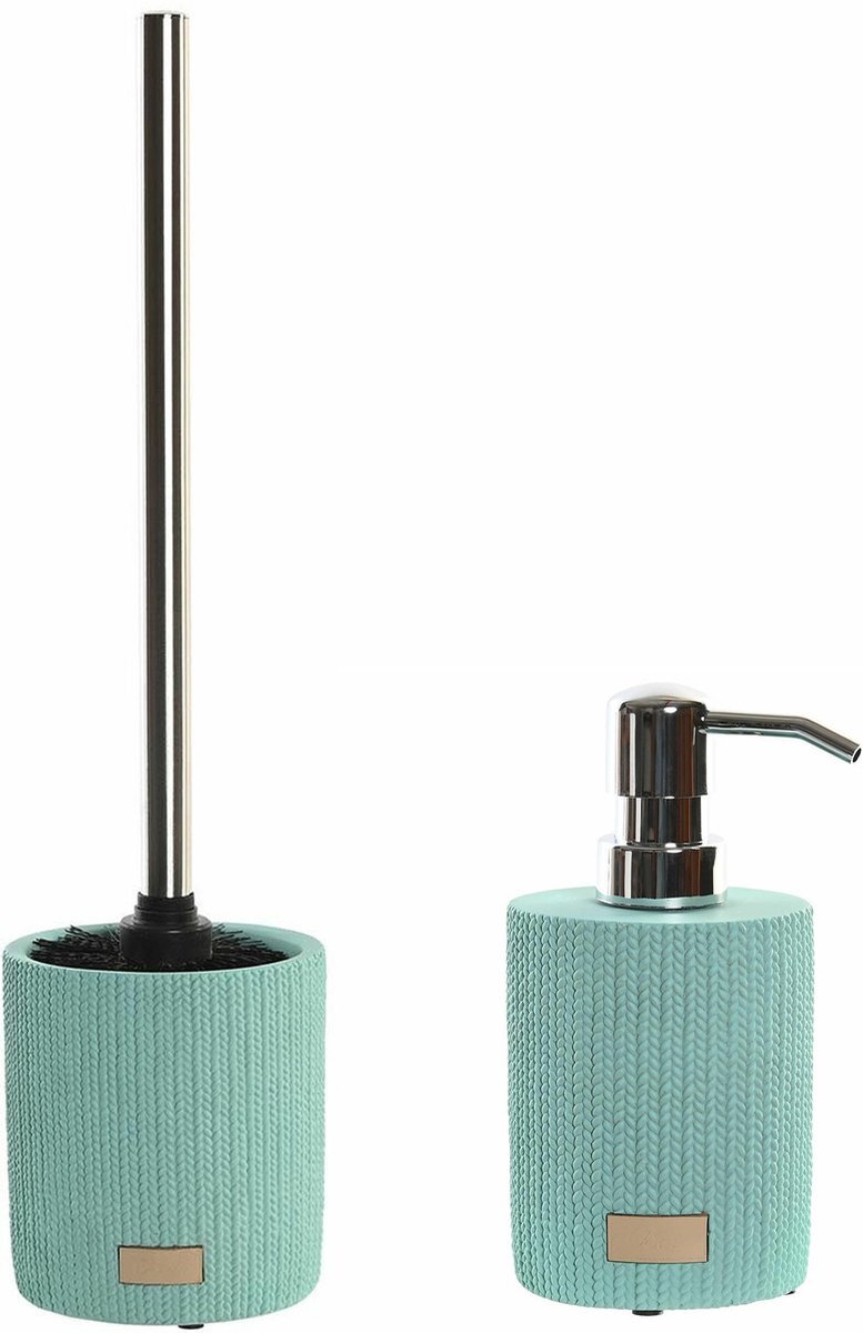 Items - Toiletborstel houder 36cm en zeeppomp 300ml mintgroen keramiek