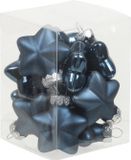 Othmar Decorations Kerstornamenten - sterren - 12x st - donkerblauw - 4 cm - glas