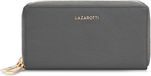 Lazarotti Bologna Leather Double Zip Around Wallet Grey