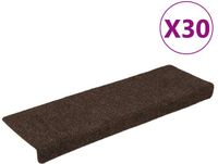 vidaXL - Tapis d'escalier - Autocollant - 30 pièces - 65x21x4 cm - Marron - Bord rectangulaire