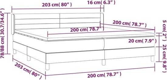vidaXL Boxspring met matras stof crèmekleurig 200x200 cm