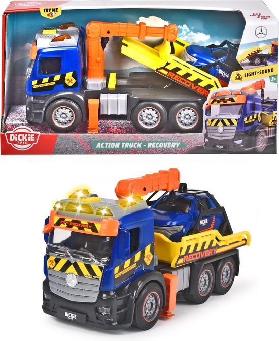 Dickie Toys Action Truck - Ophaalwagen - 26 cm - Blauw - Met Licht en Geluid - Mercedes-Benz