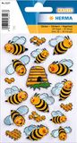 HERMA 3227 3D-stickers voor kinderen, bijen (18 stickers, folie, mat) zelfklevend, permanent hechtende etiketten voor meisjes en jongens, kleurrijk