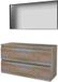 Basic-Line Framed 46 Badkamermeubelset - 120 x 46 cm - Greeploos - 2 Lades - Wastafelblad - Spiegel met Zwart Aluminium Frame - Scotch Oak