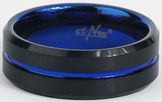 etNox Blue Line Unisex Ring - zwart/blauw