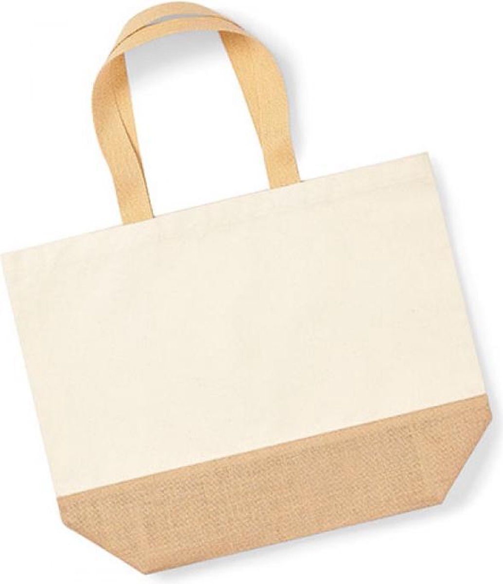 Westford Mill Jute Baseren Canvas Tote XL - Herbruikbaar Boodschappen doen Zak - natuurlijk
