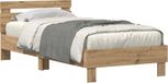 vidaXL Bedframe met hoofdeinde Artisan Eiken 75 x 190 cm Bewerkt hout