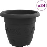 vidaXL Ronde Bloempot Zwart Kunststof 30 x 25 cm (24 stuks)