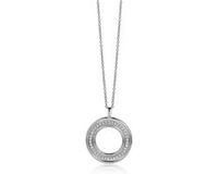 Own ZINZI zilveren ketting 45cm met hanger 25mm rond wit ZIC2049