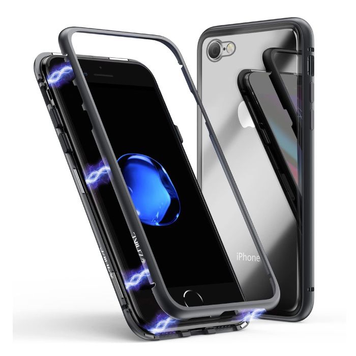 Stuff Certified iPhone 7 Magnetisch 360° Hoesje met Tempered Glass - Full Body Cover + Screenprotector Zwart
