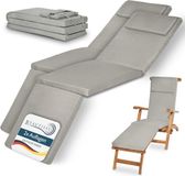Beautissu 2x Set LoftLux DC tuinkussen voor deckchair 175 x 45 x 5 cm – ligbedkussen licht grijs - tuinkussens hoge rug - kussen ligstoel