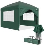 Zelsius Vouwpaviljoen, 3 x 3 m, met zijwanden, groen, pop-up vouwpaviljoen, UV30, tuintent, opvouwbare partytent met zijwanden, onderdak voor tuin, zonwering, tuinpaviljoen