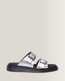 Dr. Martens Josef Metallic Leren Slide-Sandalen in Grijs, Grootte: 36
