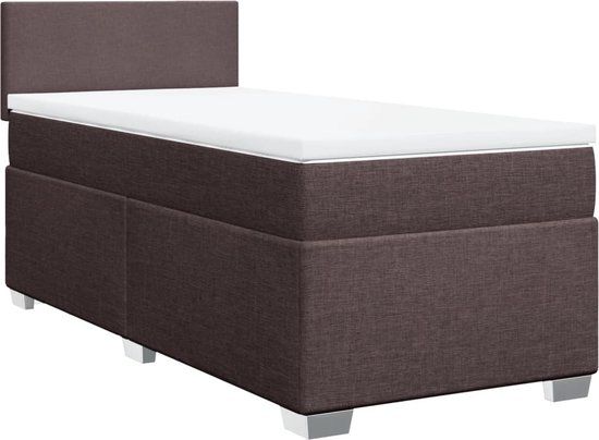 vidaXL Boxspring met matras stof donkerbruin 100x200 cm
