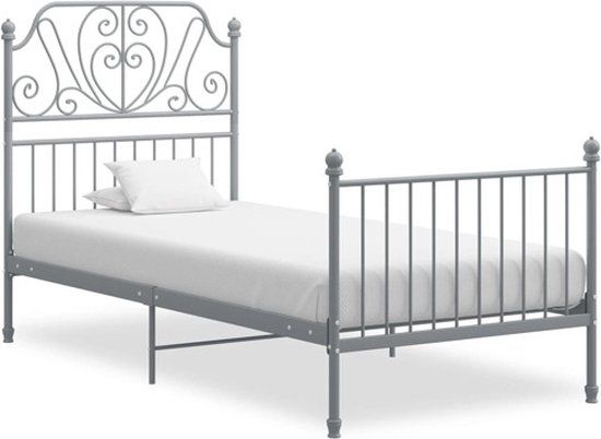 vidaXL Bedframe Metaal Grijs 90x200 cm