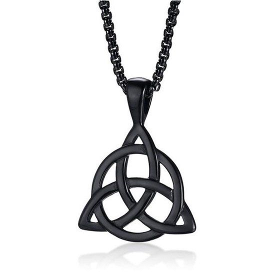 Mendes Heren ketting Edelstaal Triquetra Knoop Zwart
