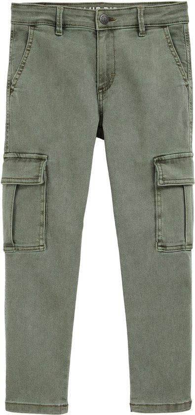 WE Fashion Jongens regular fit cargojeans Army green