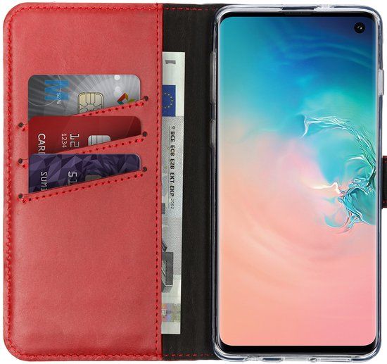Selencia Echt Leren Bookcase voor de Samsung Galaxy S10 - Rood