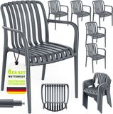 tillvex® Tuinstoelen 6-delige Set Stapelbaar Weerbestendig met Armleuning