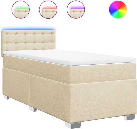 vidaXL Boxspring met matras stof crèmekleurig 90x190 cm
