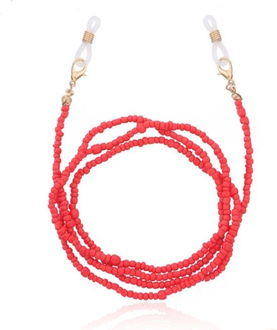 Deja Jewels Rood Koord voor Zonnebril of Leesbril met Kraaltjes