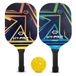 HY-PRO Pickleball set, 2 peddels en 1 bal met draagtas, marineblauw en geel/groen ontwerp