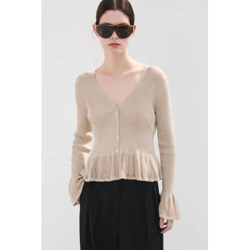 Mango Gebreid Vest Lichtbruin