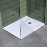 Brauer Asteroid Douchebak - 100 x 120 cm - Mineraalmarmer - Mat Wit - Antislip - Antibacterieel