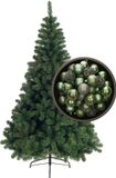 Bellatio Decorations kerstboom H180 cm - met kerstballen salie groen
