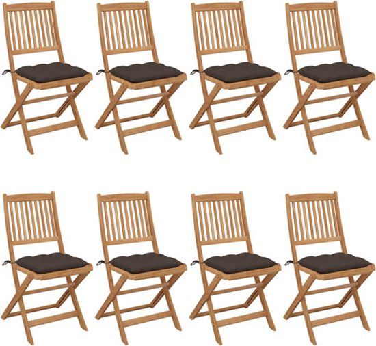 vidaXL Tuinstoelen 8 stuks inclusief kussens massief acaciahout