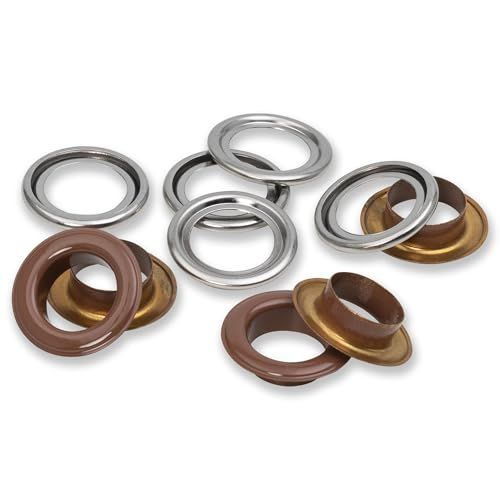 Prym 542570 542542 oogjes met sluitringen, 11 mm, rood/zilverkleurig, bewerkbaar met de Vario Creative Tool, donkerbruin, Ø 14 mm, 15