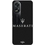 Maniacase Etui Oppo A38 MASERTATI WIT CARBON ACHTERGROND