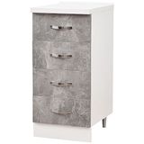 Shally Dogan Keukenkast met 4 laden, modulair meubelstuk met robuust en robuust houten frame, organizer kleur cementgrijs, afmetingen: 40 x 50 x 85 cm