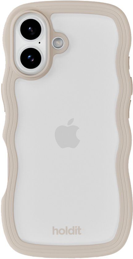 Holdit Wavy Case geschikt voor Apple iPhone 17 - Transparent / Light Beige