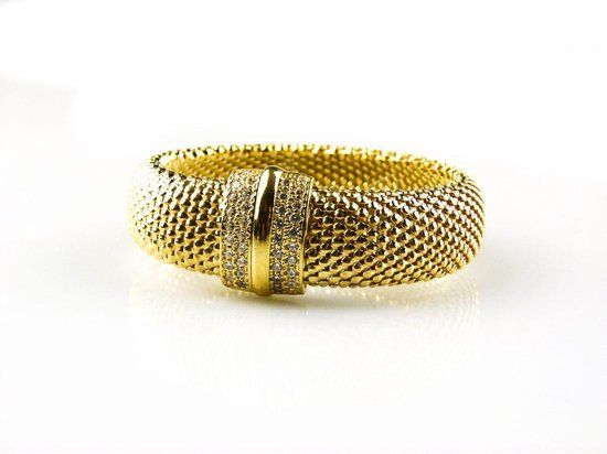 model Ella armband zilver verguld met zirkonia - Goud - 21 cm