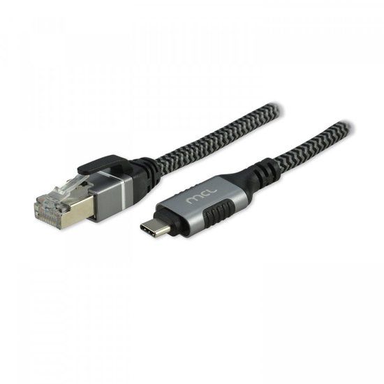 Mcl USB-C Male naar RJ45 Kabel 2 m Zwart, Grijs