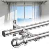 Omgoods - Barre de rideau double, réglable de 76 à 330 cm