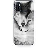 Oppo A32 Etui De wolf en de wolvin zwart-wit dier Maniacase