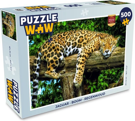 MuchoWow Puzzel Jaguar - Boom - Regenwoud - Legpuzzel - Puzzel 500 stukjes - Sinterklaas cadeautjes - Sinterklaas voor grote kinderen